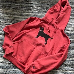 The Black Dog Red Hoodie with Black Print